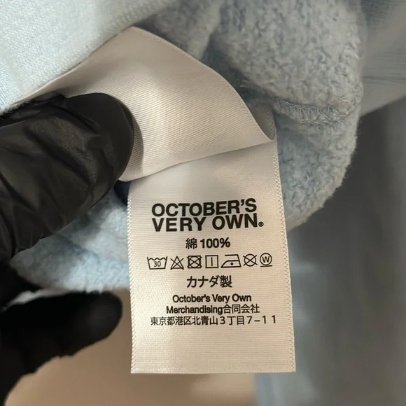 October’s Very Own OVO Chenille Bubble Owl Hooded Sweatshirt Men’s Medium Blue